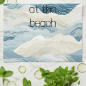 Blue Cream Zee Zand Ocean Waves Theedoek (Gevouwen)