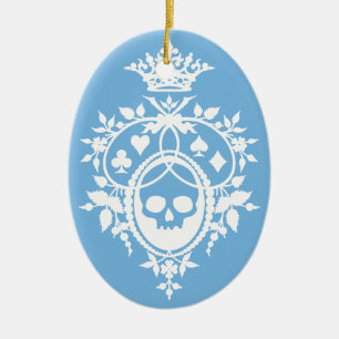 Blue Crest met Skull en Cardsuit keramische naam Keramisch Ornament