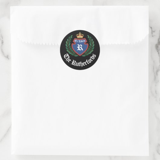 Blue Crest Monogram Kroonkrans Ex Libris Ronde Sticker (Tas)