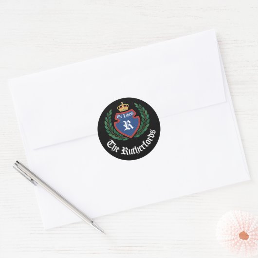  Blue Crest Monogram Kroonkrans Ex Libris Ronde Sticker (Envelop)