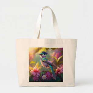 Blue Crested Rainbow Gevleugelde Sunbird Fantasy B Grote Tote Bag