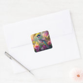 Blue Crested Rainbow Gevleugelde Sunbird Fantasy B Vierkante Sticker (Envelop)
