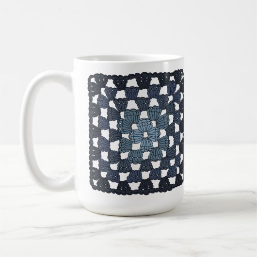 Blue Crochet Granny Square Coffee Mug (Gauche)