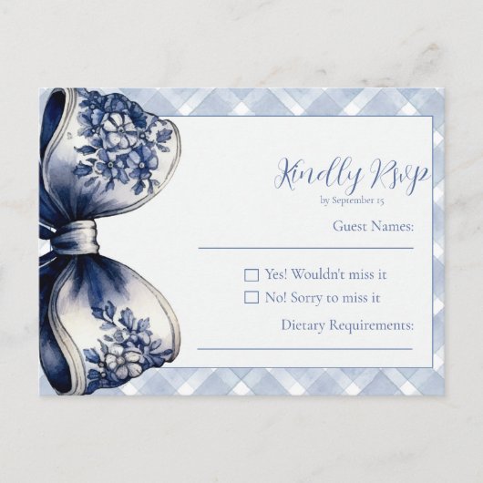 Blue Croquette Briefkaart RSVP-kaart (Voorkant)