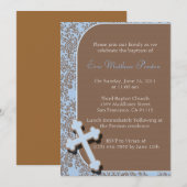 Blue Cross Baptism/Christening Uitnodiging (Voorkant / Achterkant)
