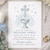 Blue Cross Baptism Invitation