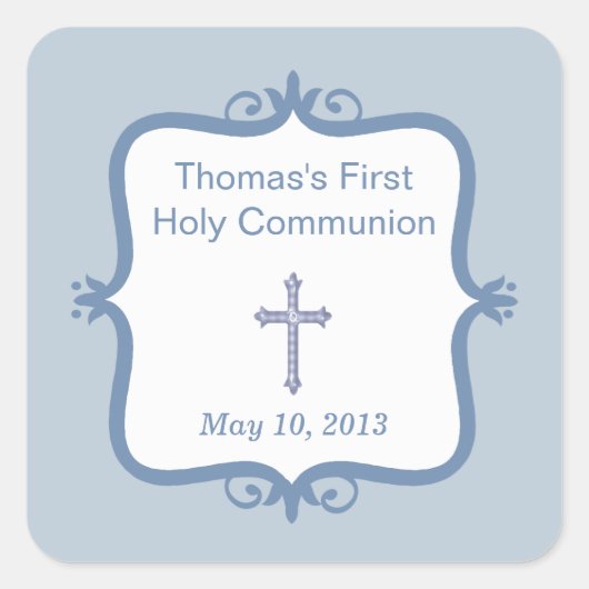 Blue Cross Communion Vierkante Sticker (Voorkant)