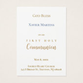 Blue cross First Communion remembrance card Visitekaartje (Achterkant)