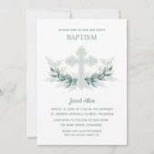 Blue Cross Greenery Baptisme Kaart (Voorkant)