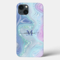 Blue Crystal Marble Iridescent Agate Hoesje-Mate i