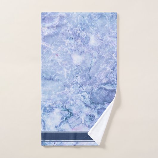 Blue Crystal Monogram Marble Agate Custom (Serviette à main)