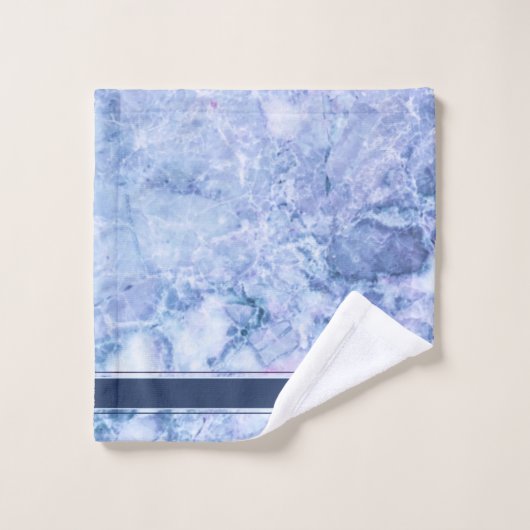 Blue Crystal Monogram Marble Agate Custom (Gant de toilette)
