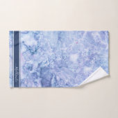 Blue Crystal Monogram Marble Agate Custom (Serviette à main)