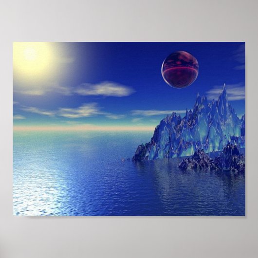 Blue Crystal Mountain Poster (Voorkant)