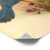 Blue Cuckoo Shrike Bird  Print Red Flowers (Hoek)