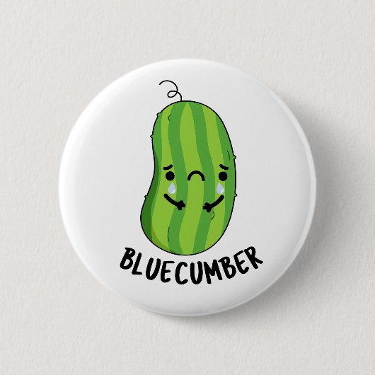 Blue-cumber Funny Sad Veggie Cucumber Pun Ronde Button 5,7 Cm (Voorkant)