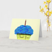 Blue Cupcake Anniversaire Merci Cartes (Fleur jaune)