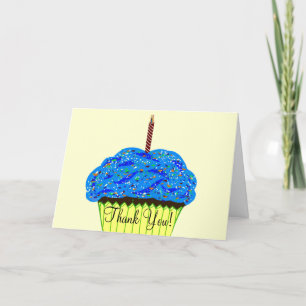 Blue Cupcake Anniversaire Merci Cartes