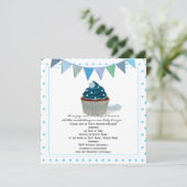 Blue Cupcake Baby shower Invitation Kaart (Staand voorkant)