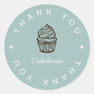 Blue Cupcake Bakkerij Business Dank u Sticker