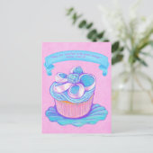 Blue Cupcake~Good-Doodse Scripting Briefkaart (Staand voorkant)