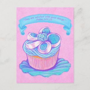 Blue Cupcake~Good-Doodse Scripting Briefkaart