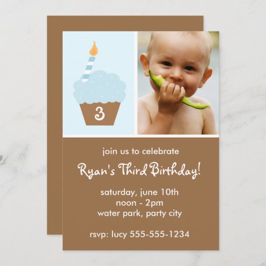 Blue Cupcake Kaart (Voorkant / Achterkant)