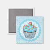 Blue Cupcake Magnet Magneet (Voorkant / Achterkant)