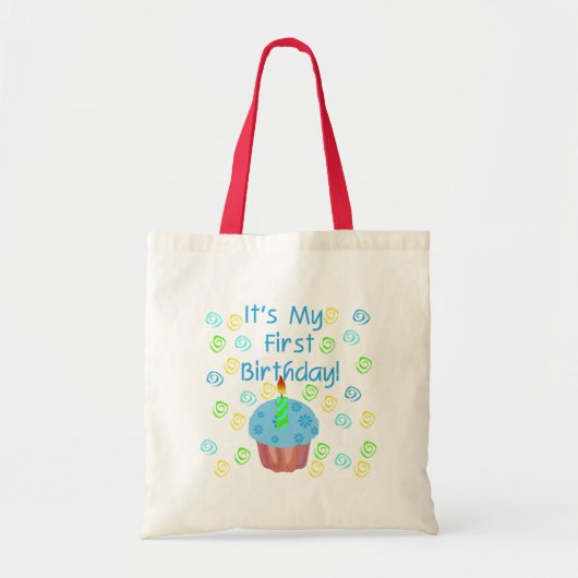 Blue Cupcake met kaarle First Birthday Tote Bag (Voorkant)