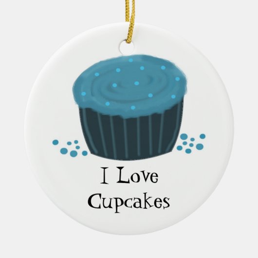 Blue Cupcake met Sprinkles Keramisch Ornament (Voorkant)