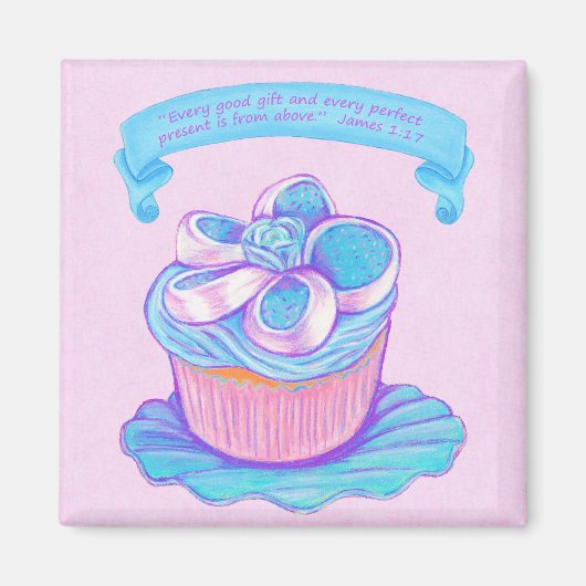 Blue CupCake Scripture aimant (Devant)