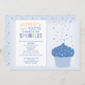 Blue Cupcake Sprinkles Baby Sprinkle Invitation (Devant / Derrière)