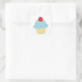 Blue Cupcake Vierkante Sticker (Tas)