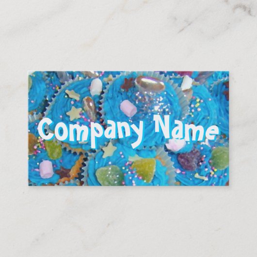 Blue Cupcakes texte avant carte de visite blanc (Devant)