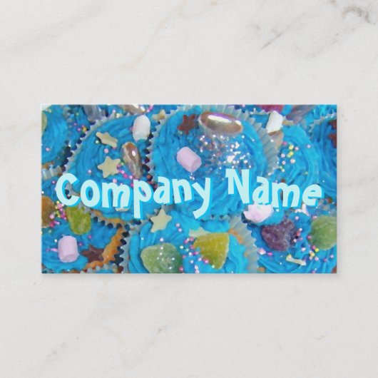 Blue Cupcakes texte avant carte de visite bleu (Devant)