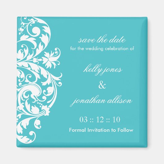Blue Curacao Save the Date Wedding Magnet Magneet (Voorkant)