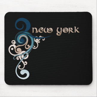 Blue Curly New York Mousepad Dark Muismat