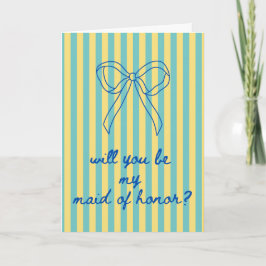 Blue Cursive + Aqua & Yellow Maid of Honor Kaart