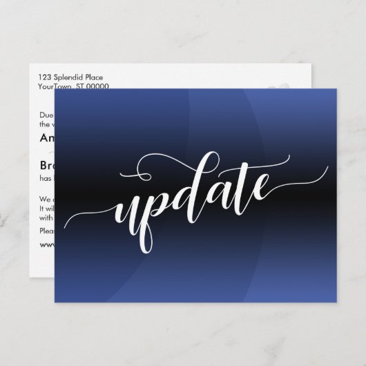 Blue Curve uitgestelde bruiloft update kennisgevin Briefkaart (Voorkant / Achterkant)