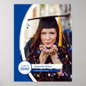 Blue Curved Lijst Photo Afstuderen Poster (Voorkant)