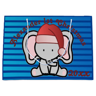 Blue Custom Baby Boy Name First Kerstmis 2022 Groot Cadeauzakje