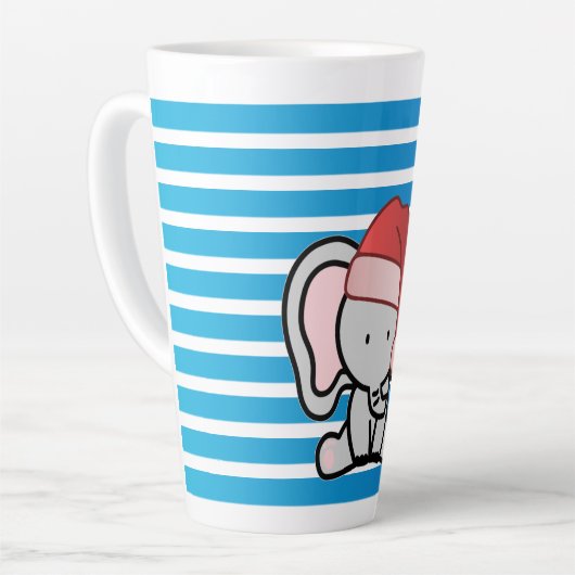 Blue Custom Baby Boy Name First Kerstmis 2022 Latte Mok (Linkerhoek)