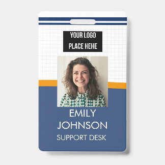 Blue Custom Business Logo Medewerker Foto Badge
