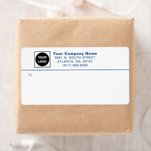 Blue Custom Business Logo Verzendlabels verzenden Etiket (Insitu)