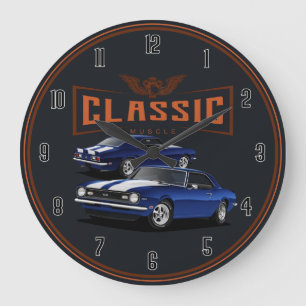 Blue Custom Camaro Large Clock Grote Klok