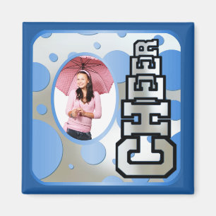 Blue Custom Cheerleader Photo Magnet Magneet