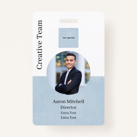 Blue Custom Company Modern Employé ID Badge (Devant)