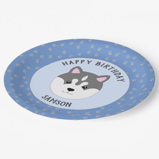 Blue Custom Dog Birthday Papieren Bordje (Gekanteld)