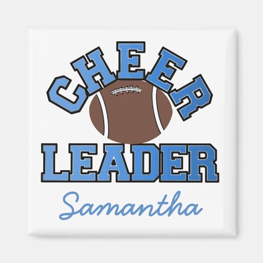 Blue Custom Football Cheerleader Magnet Magneet (Voorkant)