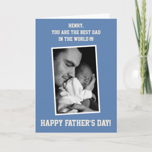 Blue Custom FOTO Happy Fathers Day-kaarten Kaart (Voorkant)